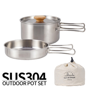 <span class=keywords><strong>Set</strong></span> di Pentole Portatile Pieghevole per Campeggio, Capacità 3-4L, Padella e Pentola in Acciaio Inox 304 con Superficie Antiaderente - Product Image 1