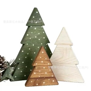 Wooden <b>Christmas</b> Tree Ornament Set 3pcs Medium Size Unfinished Craft Decoration For Home Holiday Display - Product Image 5