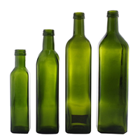 Bouteilles en verre cristallin vides vert foncé Marasca de 100 ml, 250 ml, 500 ml, 750 ml, 1 L avec bouchon à vis scellé pour huile d'olive de cuisson, personnalisables en gros