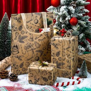 Kraft Christmas Wrapping <b>Paper</b> <b>Roll</b> 17 Inch X 33 Feet Vintage Gingerbread Socks Pattern Brown Holiday Gift <b>Wrap</b> - Product Image 6