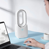 Ventilateur de bureau mini silencieux à 3 vitesses, rechargeable par USB, sans pales, en plastique, avec lumière LED, OEM, numérique, d'urgence, portable, classe énergétique