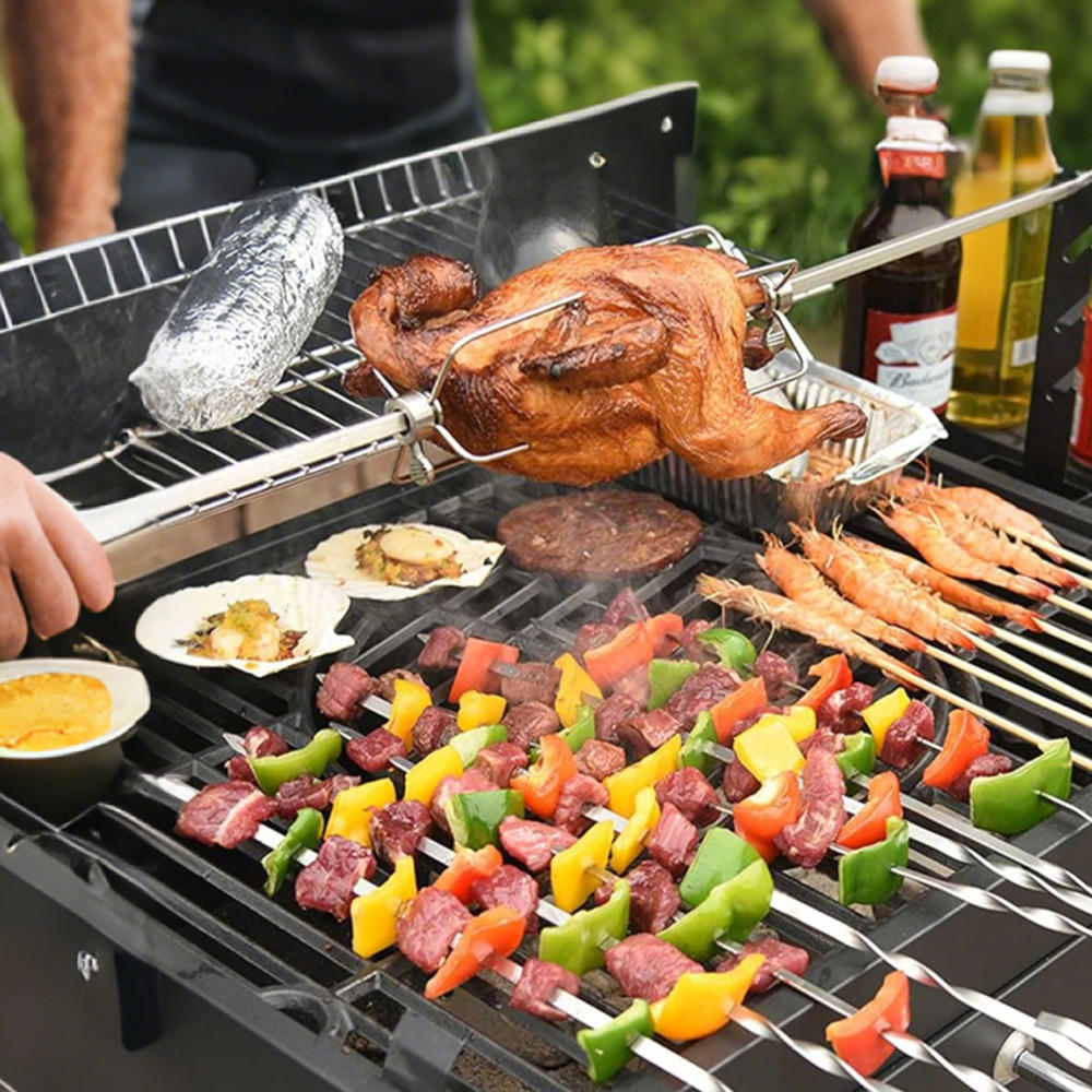 Gas Grill Rotating Skewer Rack Rotary Skewers Elevate Your BBQ