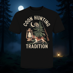 Camiseta con Estampado de la Tradición de Caza del Mapache, Camiseta Gráfica de Algodón Negra para Hombre, Ropa de Caza para Exteriores - Product Image 3