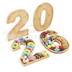 Jiazhilin Wooden Number <b>Tray</b> 20 26 Creative <b>Snack</b> Dessert Serving <b>Tray</b> For Party Decoration - Product Image 1