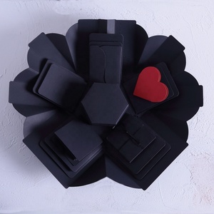 Caja de embalaje hecha a mano para <span class=keywords><strong>Aniversario</strong></span> de cumpleaños, hecho a mano álbum de fotos, color negro, sorpresa, explosión de corazón - Product Image 4