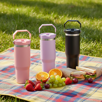 Gobelet isotherme en acier inoxydable de 30 oz avec poignée de transport, double paroi, isolation sous vide, tasse de voyage réutilisable, logo personnalisé, vente en gros