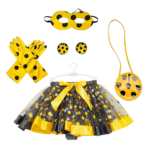 Enfants Halloween Cosplay Costume Accessoires Abeille À Pois Tutu Jupe Gant <span class=keywords><strong>Blinder</strong></span> Boucles D'oreilles Sac Ensemble - Product Image 1