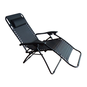 Chaise pliante en aluminium, inclinable, anti-gravité, pour dormir, pour le camping, pour la plage, noire - Product Image 1