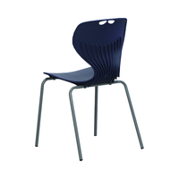 Chaise d'écolier empilable moderne, ergonomique, coque en plastique PP, bleu marine, pieds en tube d'acier, mobilier de classe pour l'étude
