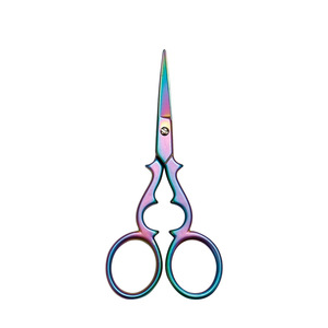 Retro Tea Scissors Colored Titanium Plated Stainless Steel Straight Head Home Use - Product Image 4