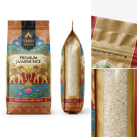 Emballage personnalisé imprimé, résistant à l'humidité, recyclable, en plastique, pour 1kg, 2kg, 5kg, sacs plats avec poignée, pour riz Basmati de Thaïlande et sucre, sous vide latéral