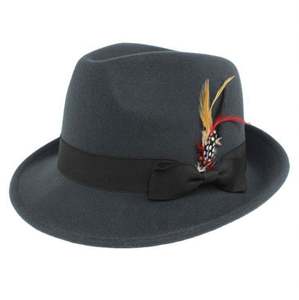 Chapeaux Fedora bleus pour hommes, chapeau de cowboy Fedora avec plume, haute qualité et prix raisonnable, style intemporel, 100% acrylique imprimé - Product Image 1