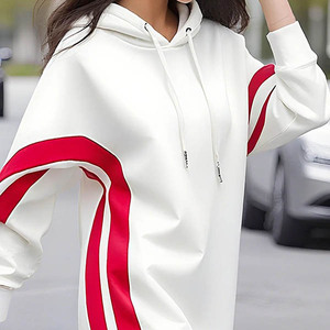 <span class=keywords><strong>Robe</strong></span> longue décontractée à <span class=keywords><strong>capuche</strong></span> pour femme, manches longues, coupe ample, avec cordon de serrage, rayures numériques, lavable, écologique - Product Image 2