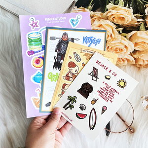 Hojas de pegatinas de vinilo personalizadas impermeables con varios diseños, hoja de pegatinas bonitas con corte de beso transparente A6 para promoción - Product Image 1