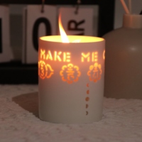 C & H Individuelles Logo Luxuriöse Keramik-Duftkerzen im Ausgehöhlten Design Sojawachs Aromatherapie-Kerze Tischdekoration Wohnzimmer Geschenk