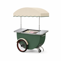 Chariot de présentation mobile pliable en acier inoxydable pour glaces et snacks, avec auvent, idéal pour événements extérieurs – Vente directe usine