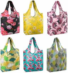 Ulikeke Custom Eco Recycle Cartoon Pattern Polyester Foldable Reusable Grocery Tote Shopping Bag - Product Image 1