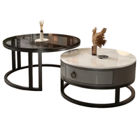 Table basse de salon de luxe avec plateau en pierre frittée et structure en métal doré, faible MOQ, OEM