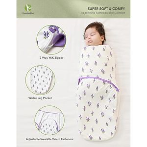 Saco de Dormir Orgánico para Bebé BambooBud, Lavanda, 0-3 Meses, Envoltura Ligera de Rayón Derivado del Bambú - Product Image 2