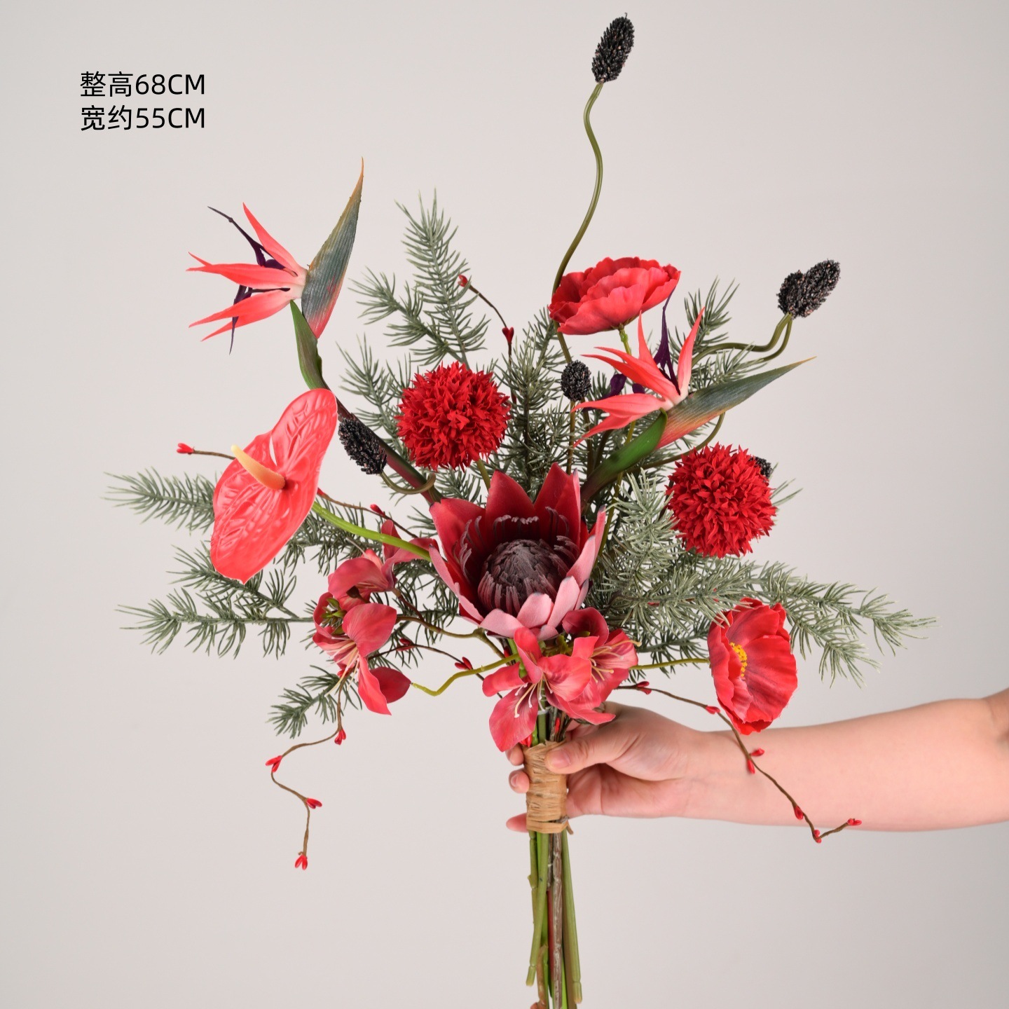 Bouquet de Bauhinia purpurea, King Protea et Oiseau de Paradis