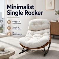 Minimalistischer Reinweißer Kompakter Chenille-Samt Stahlrahmen Wohnzimmermöbel Schlafzimmer Balkon Schaukel-Relaxsessel