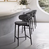 Tabouret de bar moderne en bois massif, chaise de comptoir nordique de luxe léger en acier inoxydable et lin, pieds hauts pour îlot de cuisine extérieur et bar à domicile