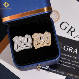 Hot Sale RTS <b>Men</b> Diamond <b>Ring</b> Moissanite 100 Point Hip Hop <b>Ring</b> Iced Out Moissnaite <b>Silver</b> - Product Image 3