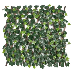 Outdoor Green Plant Faux Ivy Vine Trellis Artificial Hedge Willow Expandable Leaf Fence