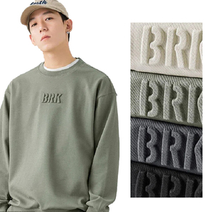 Sudadera de Cuello Redondo, Oversize, Transpirable, para Otoño, 100% Algodón Resistente, con Logotipo 3D en Relieve Personalizado, Impresión Serigráfica, Tinte Liso - Product Image 1