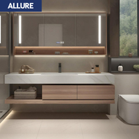 Meuble-lavabo de salle de bain commercial Allure 45 pouces, de luxe, avec rangement intelligent en verre, en forme de L, liquidation, Roth