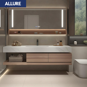 Lavabo de Pared Allure de 45 Pulgadas, Mueble de Baño Comercial de Lujo con Almacenamiento Inteligente, en Forma de L, Liquidación, Roth - Product Image 1