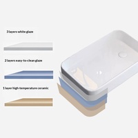 Évier de comptoir en céramique blanche 8124-50 avec vidange latérale 500x340mm, lavabo de salle de bain à poser sur le comptoir