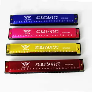 Wholesale hot selling Custom Logo 24 hole colorful Stainless Steel harmonica chromatique for kids