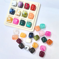 Perles en résine acrylique marbrées bicolores en forme de coussin carré pour la fabrication de bracelets, pendentifs et sangles de téléphone DIY