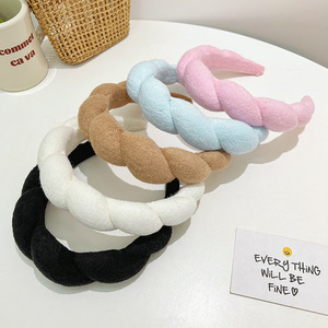 Diadema de tela de felpa tipo esponja para mujer, bandana Popular a la moda para maquillaje, diadema de spa para el cuidado de la piel