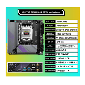 JGINYUE B650i Night Devil AM5 ITX DDR5 Gaming PC placa base compatible con procesadores de CPU Ryzen serie 7000 - Product Image 2