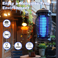 Piège à souris à lumière UV efficace 15W, répulsif électrique contre les nuisibles 4200V, tapette à mouches, intérieur/extérieur, 50-100 m², portable, écologique