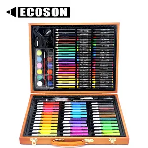 लकड़ी ले जाने के मामले 36 Watercolors 24 प्रीमियम रंगीन पेंसिल जुआ खेलने पेंसिल तेल Pastels Crayons 150 पीसी बच्चों कला सेट की आपूर्ति