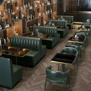 Trắng Đen Nhà Hàng Bàn Và Ghế Đặt Sofa Cafe Kim Loại Da Ghế Diner Booth Đồ Nội Thất Marble