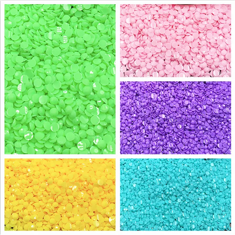 Factory Wholesale 3mm 4mm 5mm Flat Back Resin Opaque Solid Stone Jelly Non Hotfix Solid Rhinestones In Bulk Package For Garment