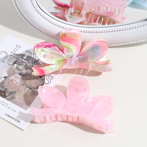 Nouvelles pinces à cheveux colorées en forme de fleur, grandes pinces à cheveux en plastique tendance, accessoires pour cheveux en marbre, pince à cheveux en forme d'œuf, pince requin - Product Image 4
