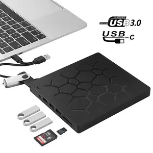 Drive Optik Seluler Eksternal USB 3.0 Tipe-c CD/DVD Portabel Tahan Lama Mendukung Usb Sd TF 7 In 1 Data R & W Kecepatan Tinggi