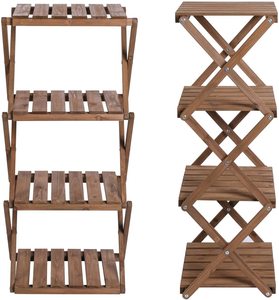 Estante de flores plegable de cuatro pisos, estante de plantas, estante de almacenamiento multifuncional, libros, marco de fotos, estantería, patio, jardín, Terrac - Product Image 1