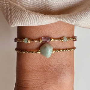 Handmade Colorful Natural Stone <b>Beaded</b> <b>Bracelets</b> with Gold Beads Custom Personalized <b>Bracelet</b> Classic Style Jewelry Gift for Her - Product Image 2