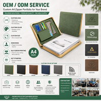 Porte-documents portable en cuir ciré A4 de qualité supérieure, classeur à anneaux avec pochette en maille et support pour téléphone portable en vert pour réunions d'affaires