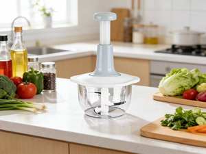 Écraseur d'ail en plastique, hachoir à viande <span class=keywords><strong>manuel</strong></span>, lames en acier inoxydable, robot culinaire portatif durable, facile à nettoyer, portable pour - Product Image 5