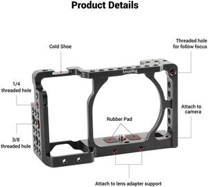 Pour SmallRig alliage d'aluminium caméra Cage Rig pour <span class=keywords><strong>Sony</strong></span> <span class=keywords><strong>A6500</strong></span> Compatible avec A6300/A6000/Nex-7 1661 trous de filetage de montage de chaussure - Product Image 4