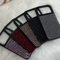 Étui noir de précision orné de bijoux pour iPhone 16 Plus, coque PC anti-chute avec strass étincelants, coque fine esthétique avec protection d'objectif