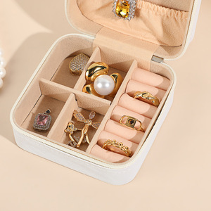 Portable Mini <strong>Square</strong> Pattern <strong>Jewelry</strong> <strong>Box</strong> Compact Travel Storage Solution for Earrings Rings and Other Small <strong>Jewelry</strong> Items - Product Image 3