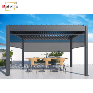 High Sealing Design Outdoor Remote Control Electric Motorized Louver Roof Gazebo Aluminum Pergola With <strong>Rain</strong> <strong>Sensor</strong> - Product Image 2